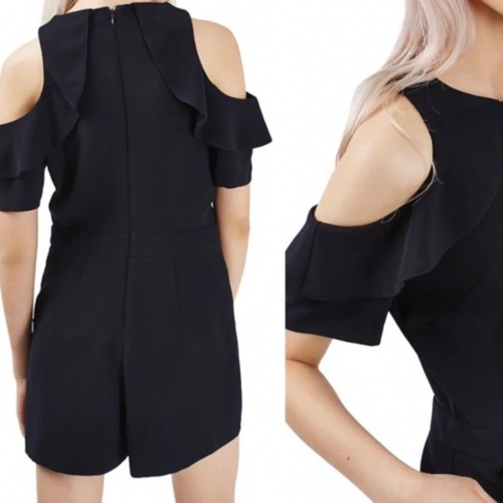 Topshop Cold Shoulder Ruffle Romper - Picture 3 of 3